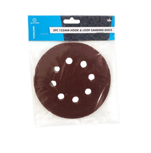 Five 125mm hook and loop PEX sanding discs