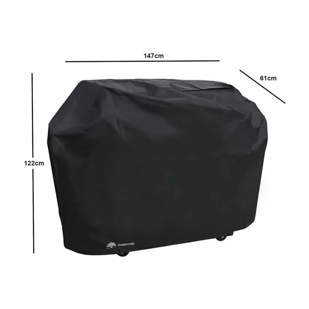 Black waterproof BBQ cover made from 600D Oxford nylon