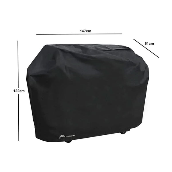 Large black barbecue cover measuring 163 x 61 x 122cm