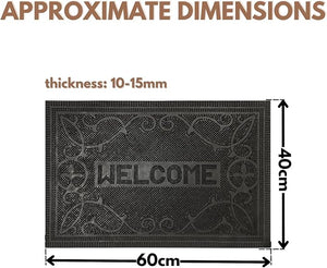 Non slip rubber entrance mat with welcome message