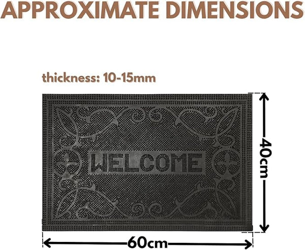 Non slip rubber entrance mat with welcome message