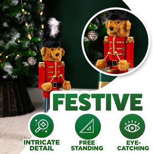 Marco Paul Large Deluxe Teddy Bear Drum Parade Nutcracker Christmas Ornament Wooden