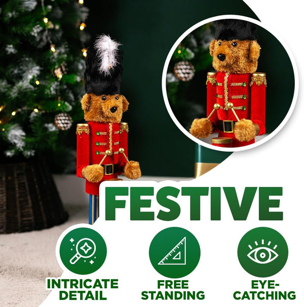 Marco Paul Large Deluxe Teddy Bear Drum Parade Nutcracker Christmas Ornament Wooden