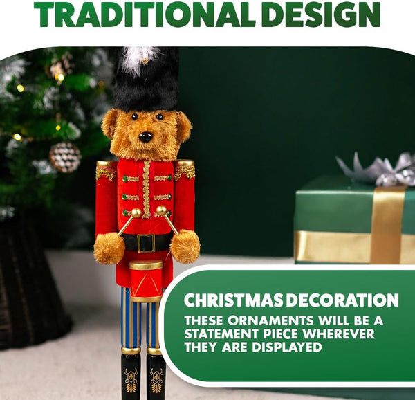 Marco Paul Large Deluxe Teddy Bear Drum Parade Nutcracker Christmas Ornament Wooden
