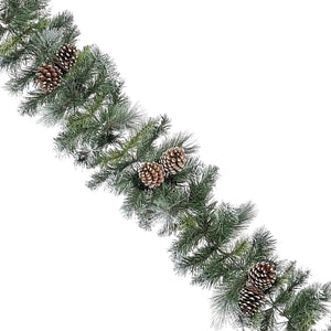 Christmas garland with pinecones on a white background