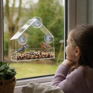 Clear Window Bird Feeder with Suction Cups & Feeding Tray