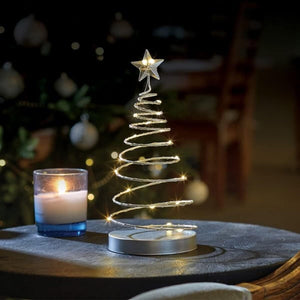 Set of Two LED Silver Spiralite Trees