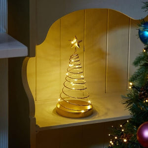 Set of Two LED Gold Spiralite Trees