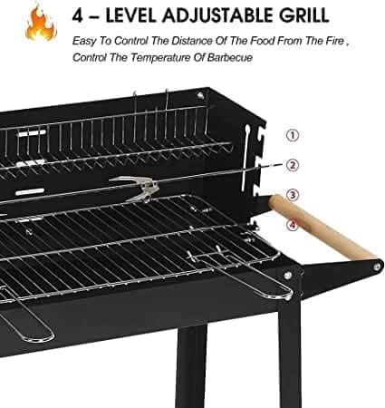 Portable Steel Charcoal Barbeque heat adjustments