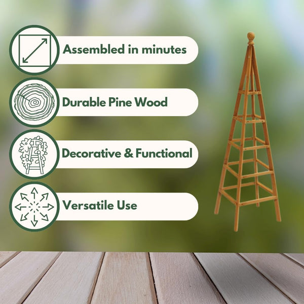 1.5m Wooden Garden Obelisk Plant Support Frame