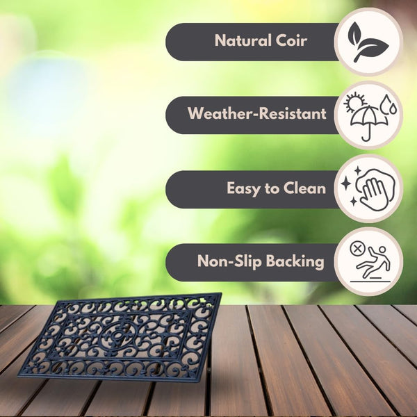Heavy Duty Rubber Door Mat 75 x 45cm Non Slip Outdoor
