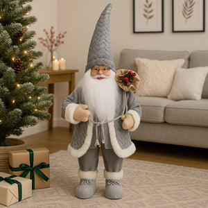 60cm Grey Standing Santa Claus