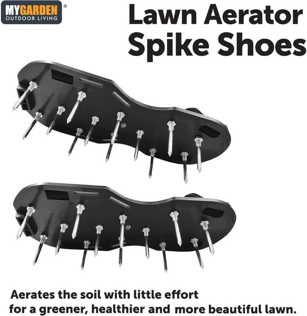 Spiked shoe sole on grass with a blurred green background