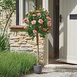 Regent's Rose Potted Plant Home Garden Faux Flowers - Pink 120cm