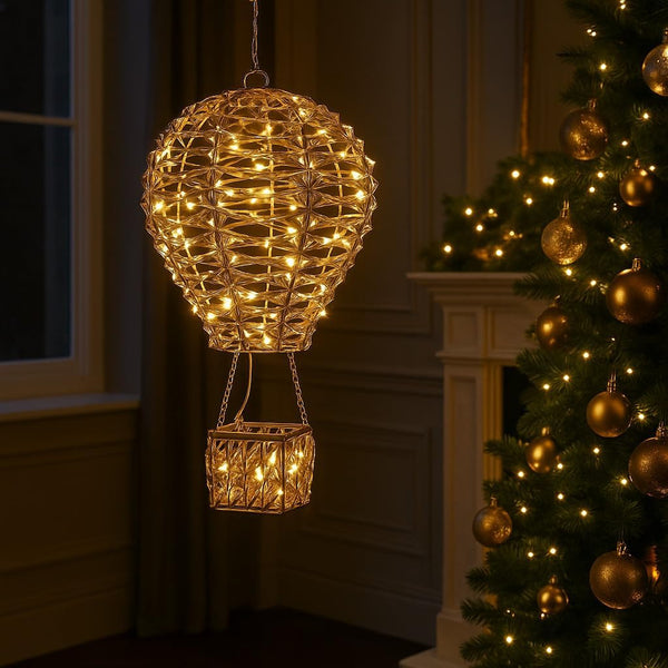 Gold Hanging Hot Air Balloon Christmas Light