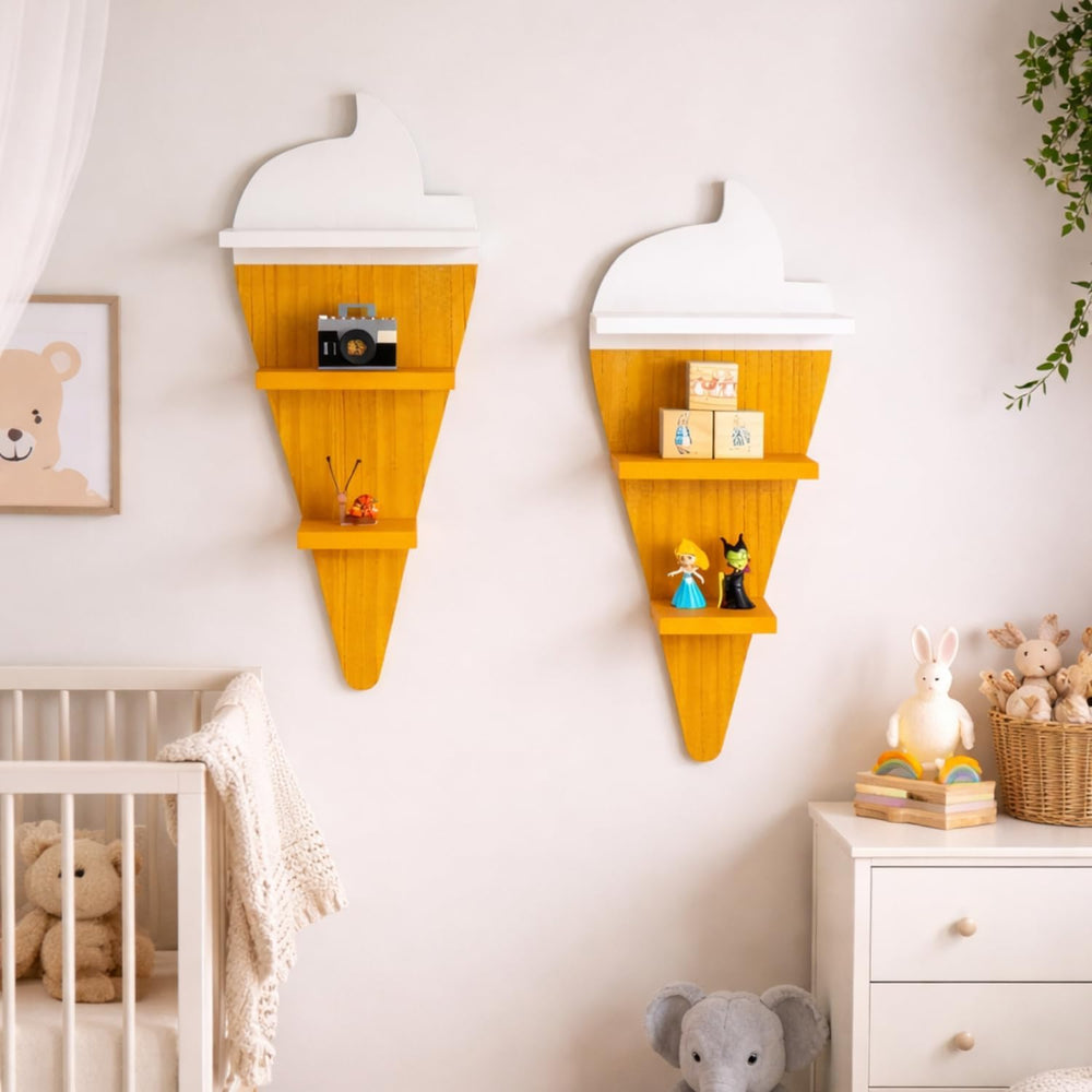 Floating Ice Cream Wall Shelves Set of 2 – Novelty Dessert Display Shelves