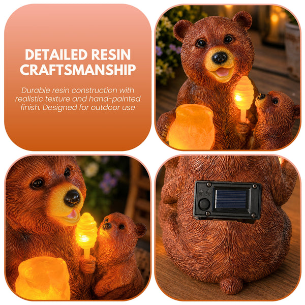 Solar Honey Bear Garden Ornament with LED Lights