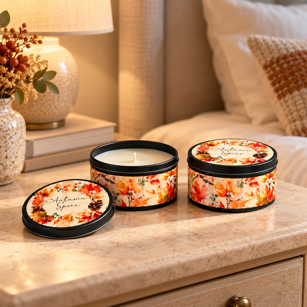Set of 2 Autumn Spiced Scented Candle Tin with Lid