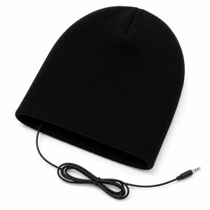 Black Beanie Hat with Built in Headphones