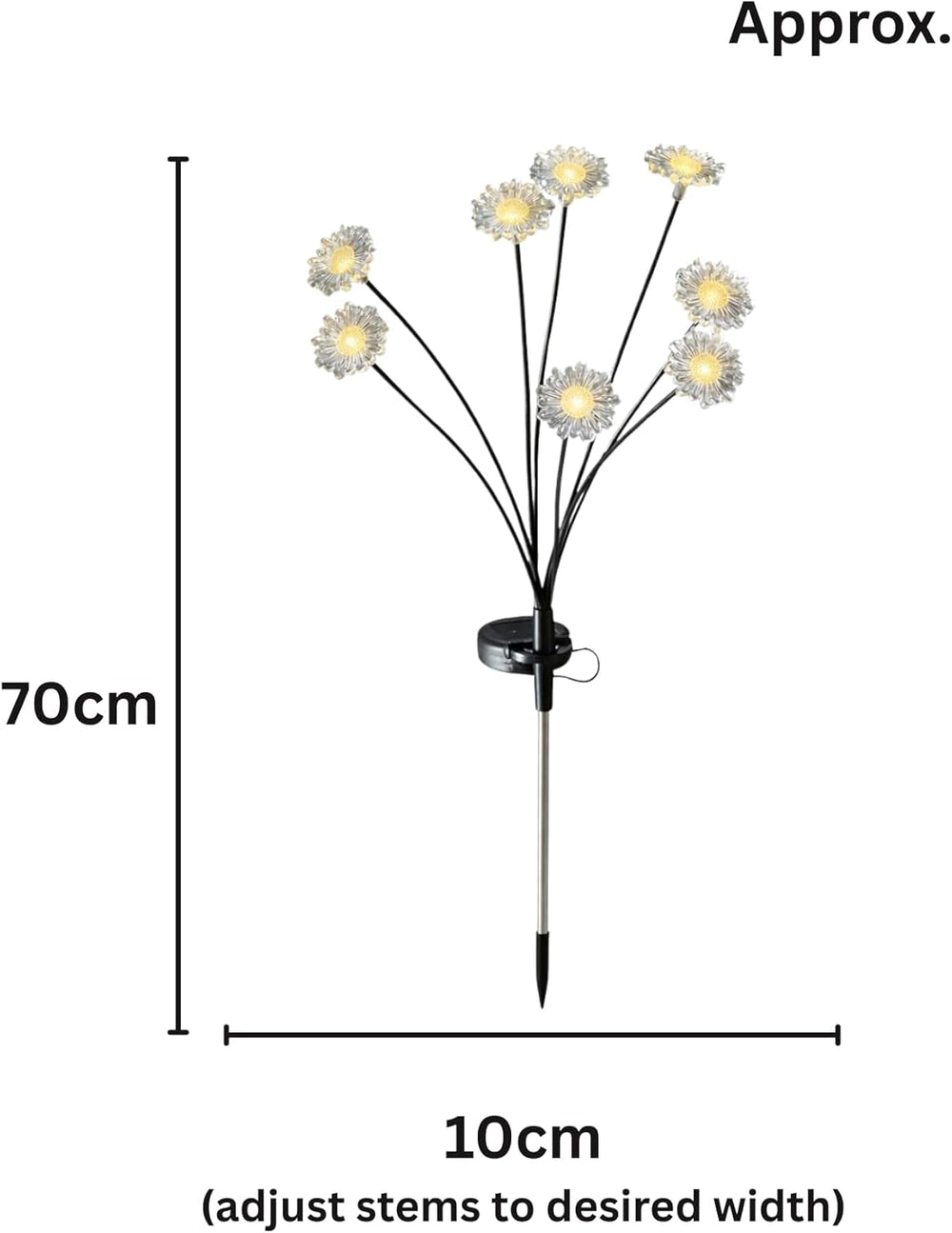 solar daisy stake lights with warm white LEDs