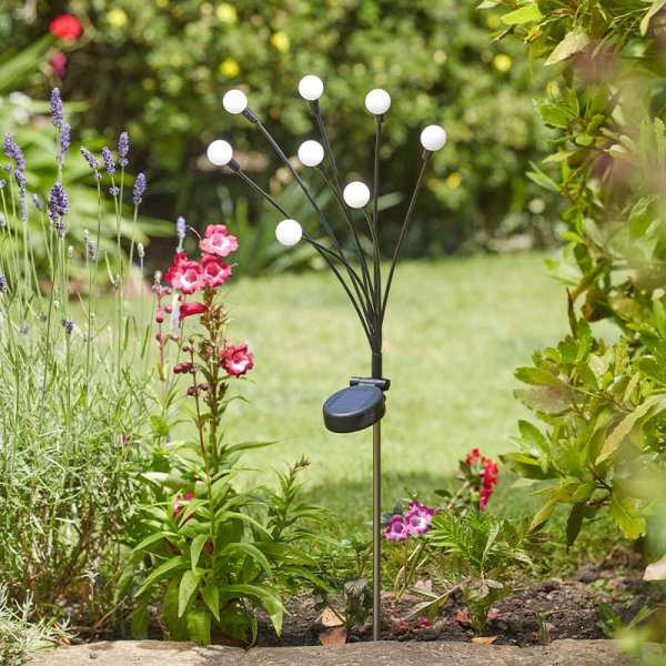 70cm solar 8 stem globe garden stake light