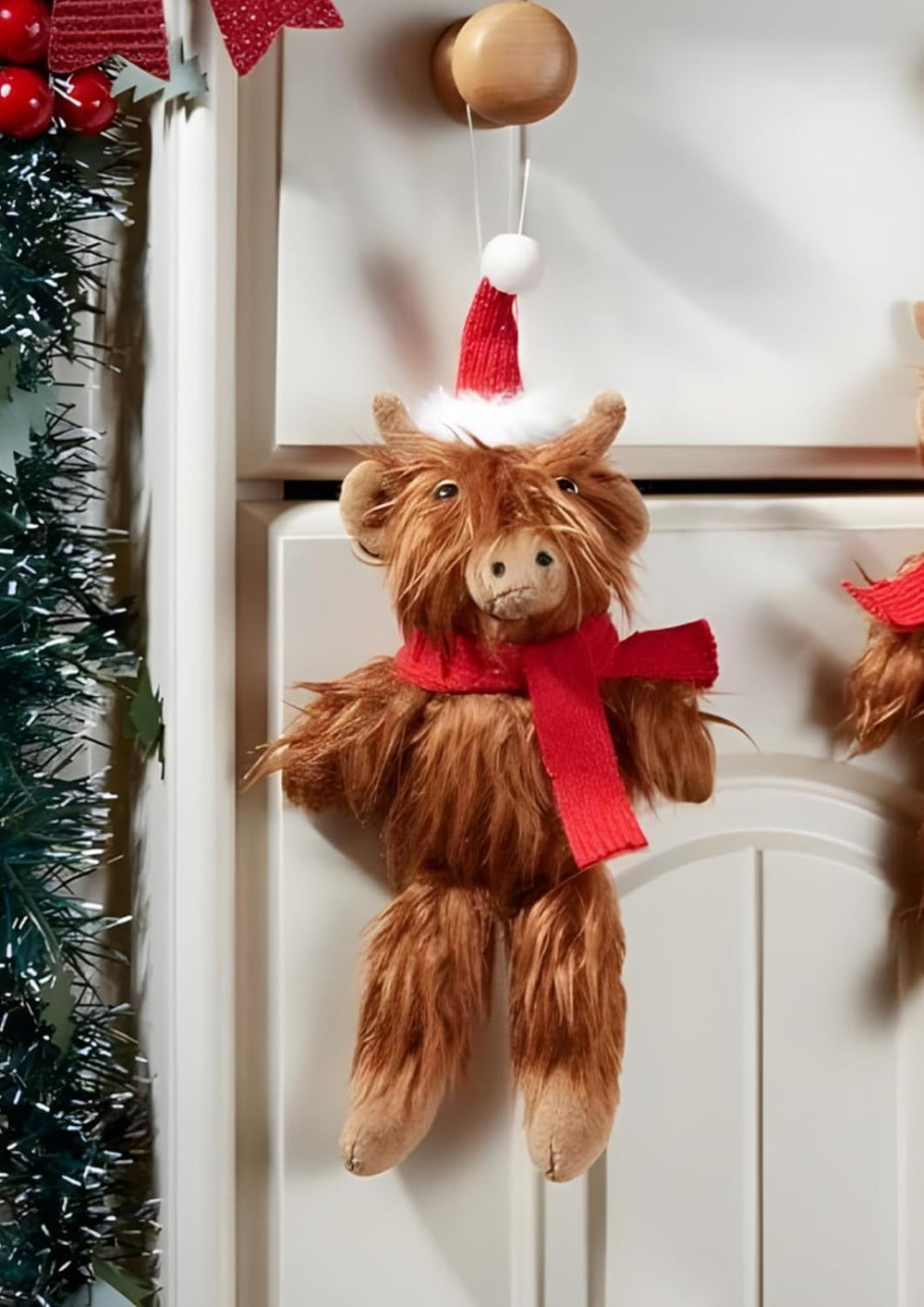 Plush Highland Cow Christmas Tree Decoration