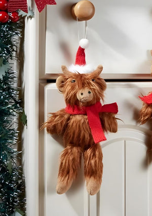 Plush Highland Cow Christmas Tree Decoration