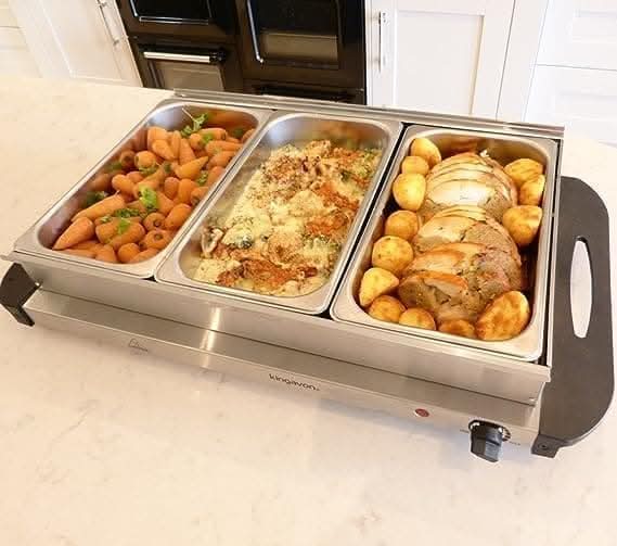 Large Capacity 3 Pan Stainless Steel Electric Buffet Server Food Warmer