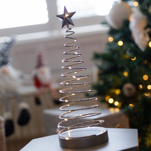 Set of Two LED Silver Spiralite Trees