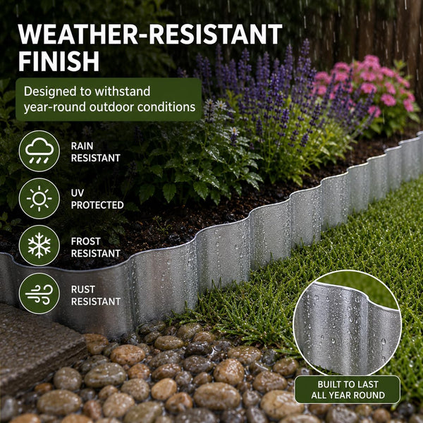 Metal Garden Border Edging Roll 5m × 15cm Galvanised Steel