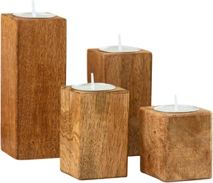 Mango Wood Tea Light Holder Set