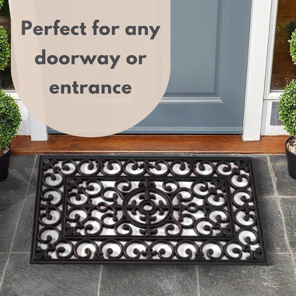 Heavy Duty Rubber Door Mat 75 x 45cm Non Slip Outdoor