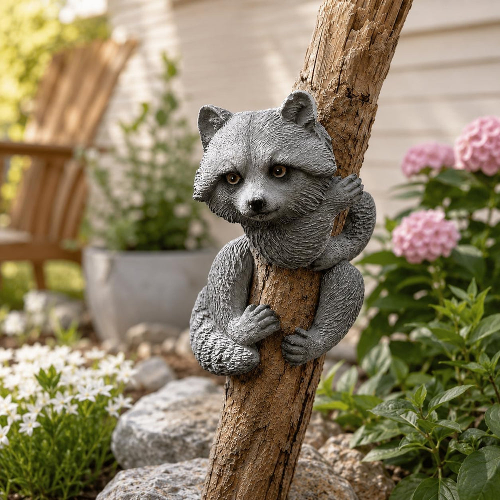Novelty Tree Hugging Raccoon Garden Ornament