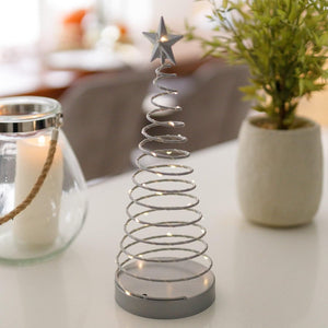 Set of Two LED Silver Spiralite Trees