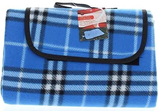 Picnic Blanket Large Blue Camping Beach Rug Carry Handles Outdoor Travel Mat