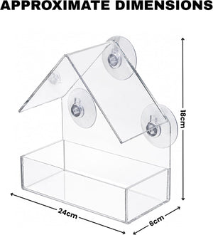 Clear Window Bird Feeder with Suction Cups & Feeding Tray