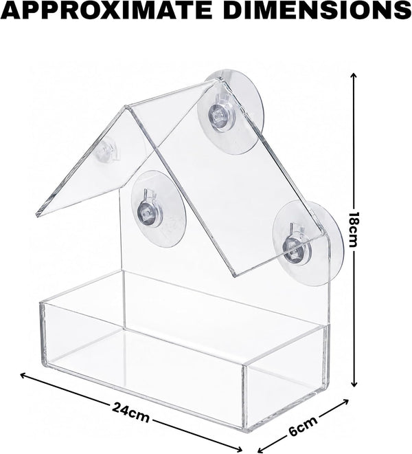 Clear Window Bird Feeder with Suction Cups & Feeding Tray