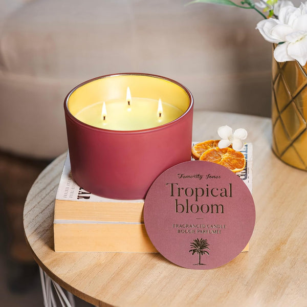 3 Wick Candle Tuberose & Amber Candle