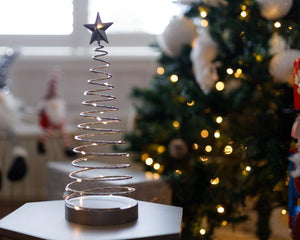 Set of Two LED Silver Spiralite Trees