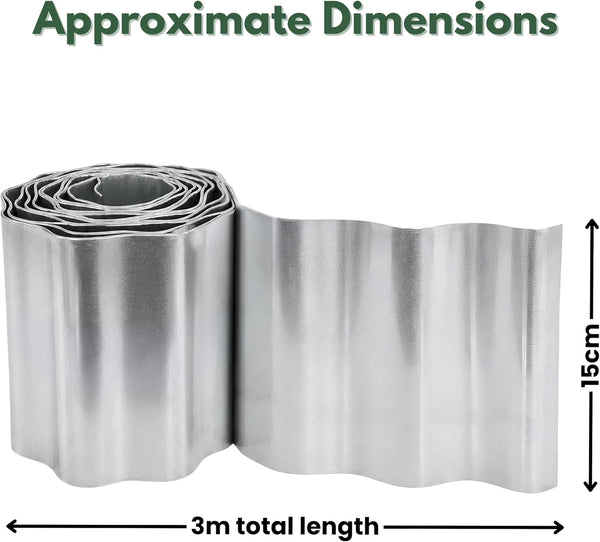 Galvanised Steel Garden Edging 3m × 15cm Wavy Metal Border