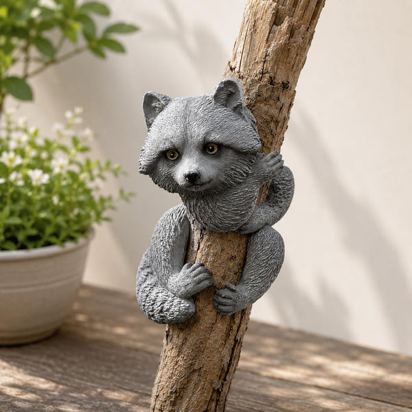 Novelty Tree Hugging Raccoon Garden Ornament