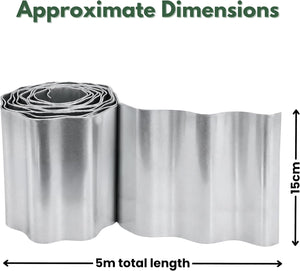 Metal Garden Border Edging Roll 5m × 15cm Galvanised Steel