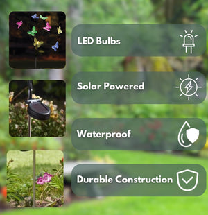 Solar Butterfly Stake Lights Outdoor Garden Decor 8 Stem