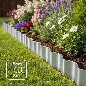 Galvanised Steel Garden Edging 3m × 15cm Wavy Metal Border