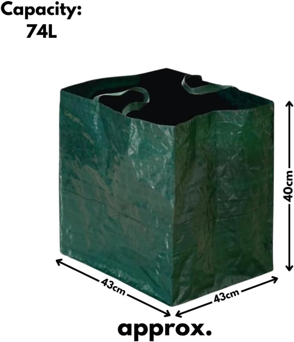 Foldable garden sacks for collecting leaves and grass.