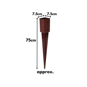 Powder coated steel fence post holders shown together