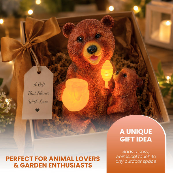 Solar Honey Bear Garden Ornament with LED Lights