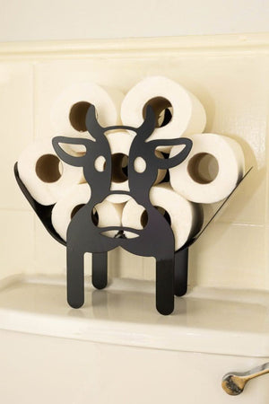 Cow bathroom accessory made from powder coated steel