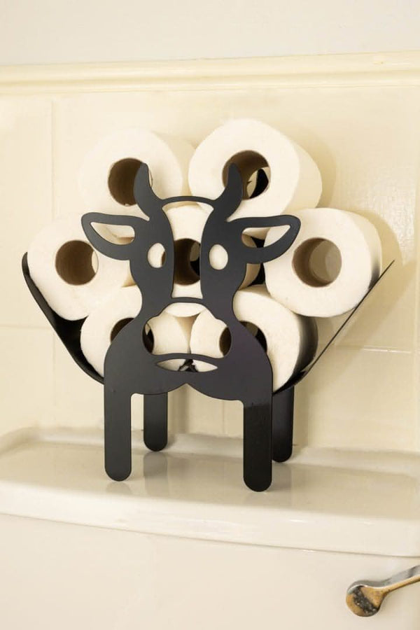 Cow bathroom accessory made from powder coated steel