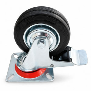 75mm Heavy Duty Swivel Castor Wheel with Steel Plate & Rubber Tyre